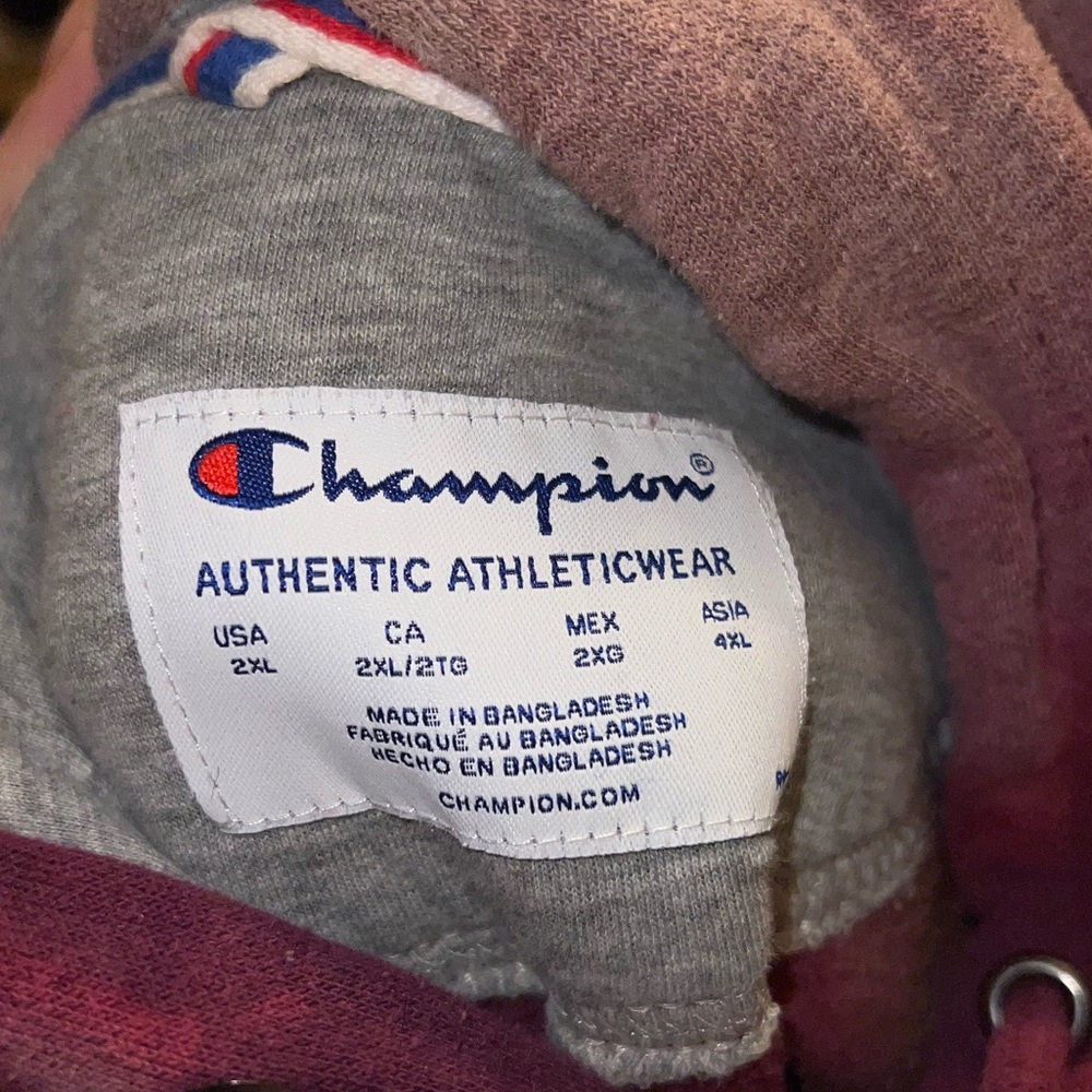 Champion Pink Gray Tie-Dye Logo Fleece Long Sleeve Cozy Pullover Hoodie Size 2XL - Picture 9 of 9